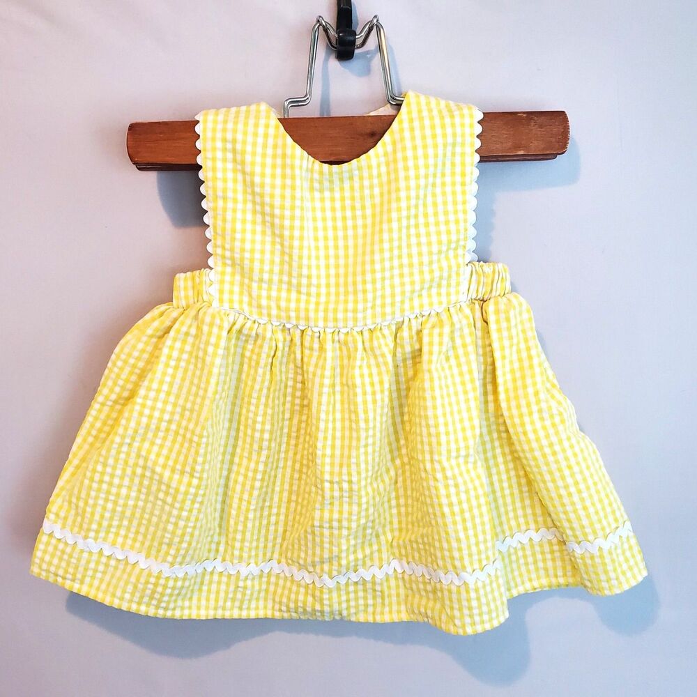 Starting Out by Dillard's Set 6/9 Yellow Classic Gingham Dress+Bloomers Ric Rac